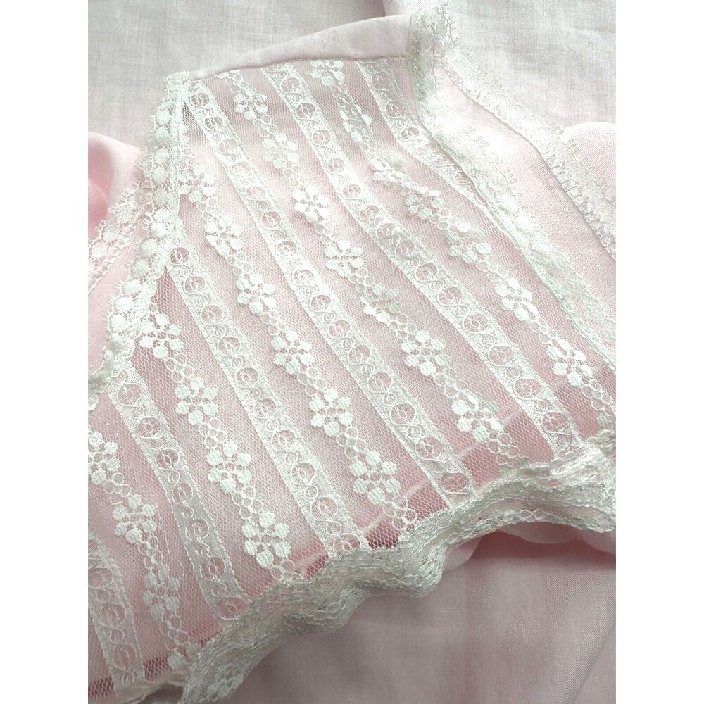 VTG women's L Carol Brent Pink Lace‎ Yoke Sleeveless Maxi Nightgown Loungewear